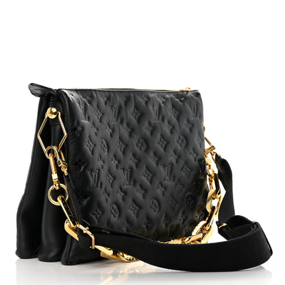 Louis Vuitton Lambskin Embossed Monogram Coussin MM Black 3 of 19