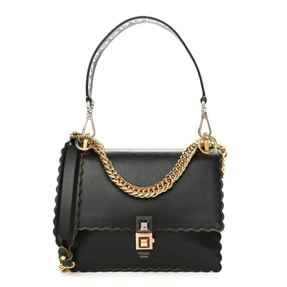 Fendi Vitello Liberty Scalloped Studded Small Kan I Shoulder Bag Black 1 of 10