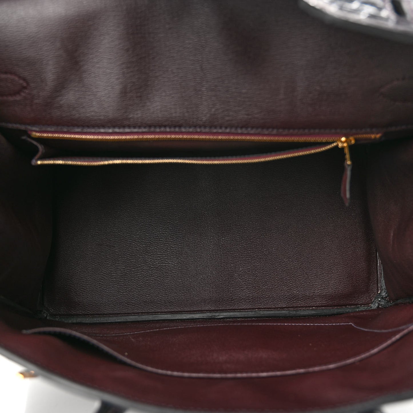 Shiny Porosus Crocodile Horseshoe Birkin 35 Bleu Nuit Bordeaux