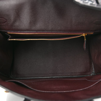 Hermes Shiny Porosus Crocodile Horseshoe Birkin 35 Bleu Nuit Bordeaux 5 of 10