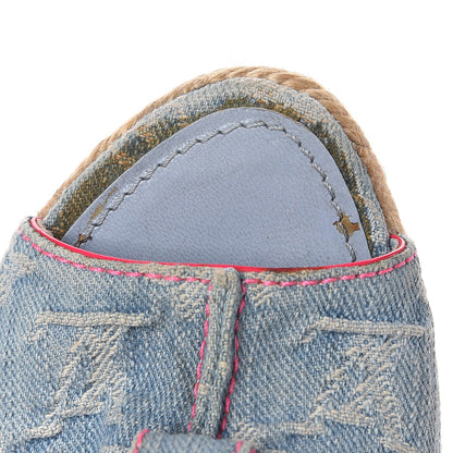 Louis Vuitton Denim Monogram Espadrille Wedge Sandals 40 Blue 10 of 13