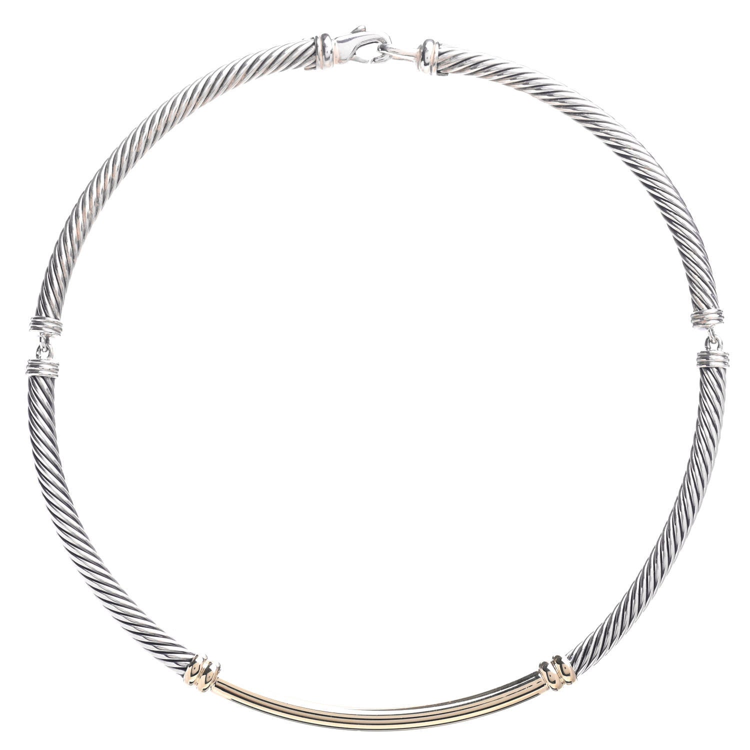 David Yurman Sterling Silver 14K Yellow Gold Metro Cable Necklace 1 of 4