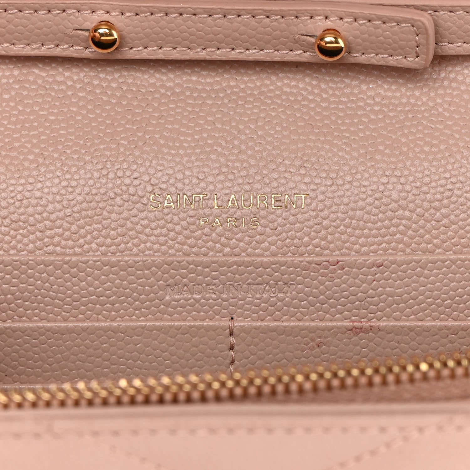 Saint Laurent Grain De Poudre Matelasse Chevron Monogram Chain Wallet Nude Powder 6 of 13
