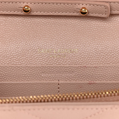 Saint Laurent Grain De Poudre Matelasse Chevron Monogram Chain Wallet Nude Powder 6 of 13