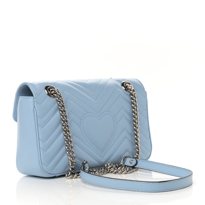 Gucci Calfskin Matelasse Small GG Marmont Shoulder Bag Porcelain Light Blue 3 of 13