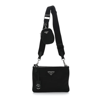 Prada Re-Nylon Saffiano Re-Edition 2000 Double Zip Crossbody Bag Black 1 of 13