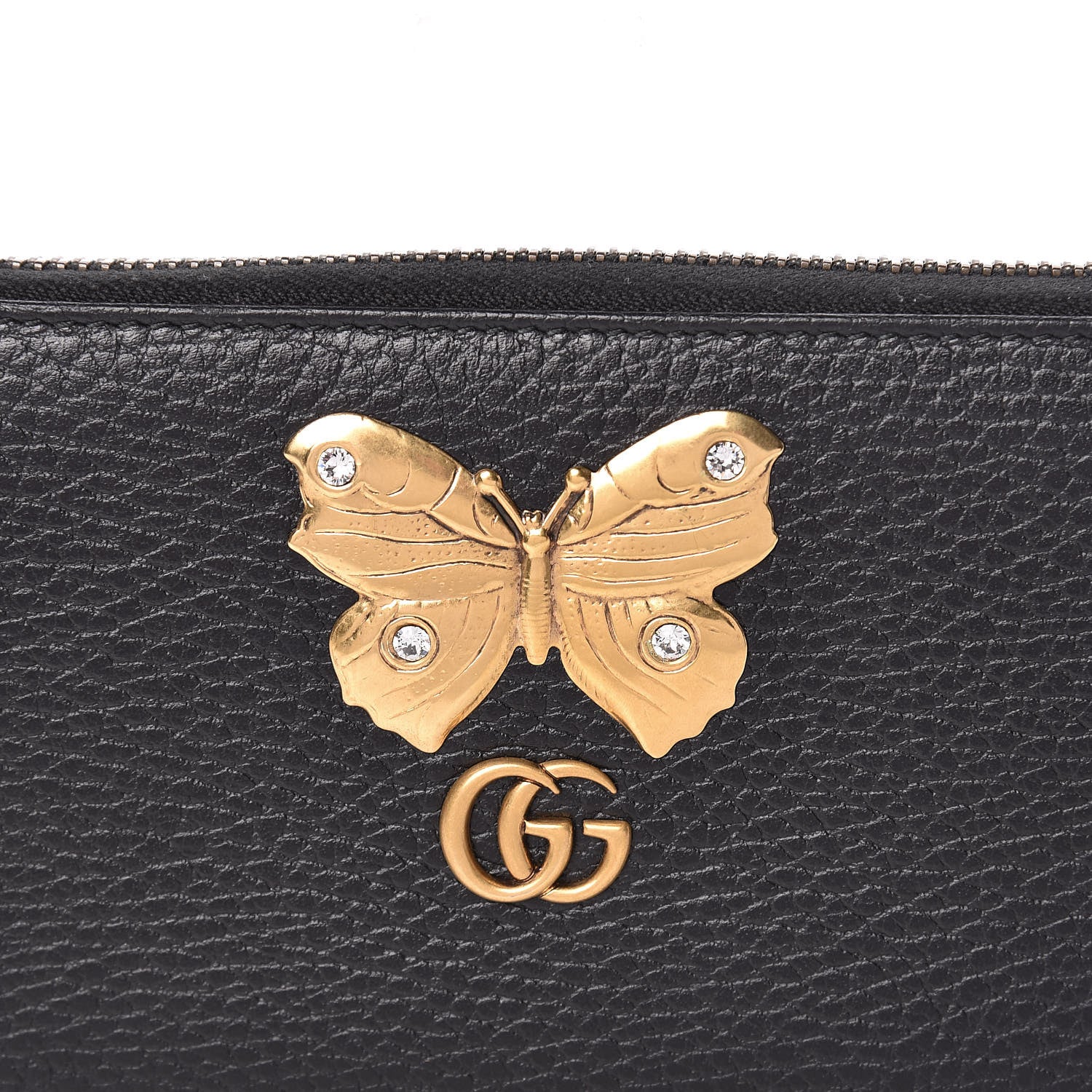 Gucci Calfskin Butterfly Zip Around Wallet Black 8 of 9