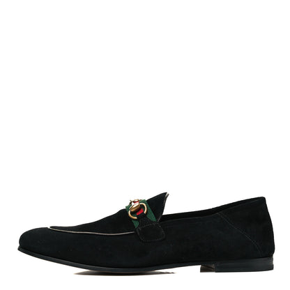 Gucci Suede Web Mens Horsebit Loafers 9.5 Black 1 of 8
