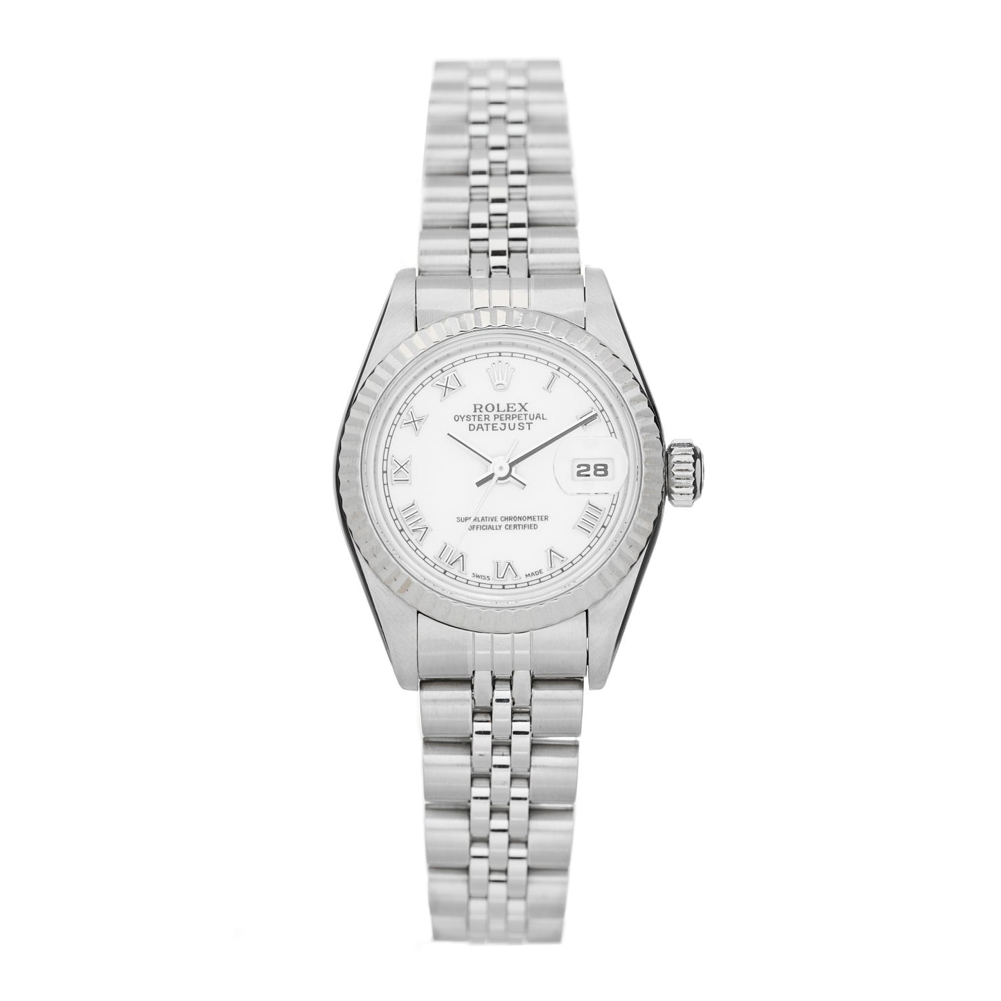 Stainless Steel 18K White Gold 26mm Oyster Perpetual Datejust Watch White Roman 69174