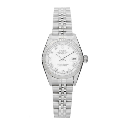 Rolex Stainless Steel 18K White Gold 26mm Oyster Perpetual Datejust Watch White Roman 69174 1 of 4