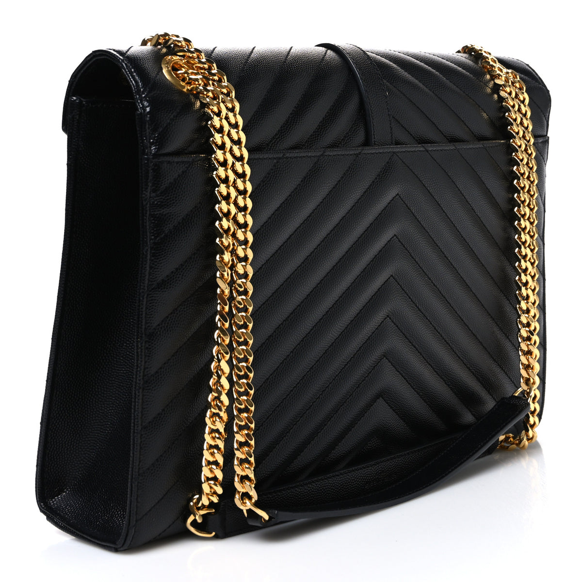 Saint Laurent Grain De Poudre Matelasse Chevron Large Monogram Satchel Black 3 of 10