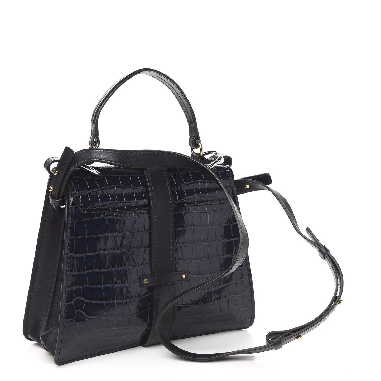 Calfskin Crocodile Embossed Medium Aby Day Shoulder Bag Full Blue