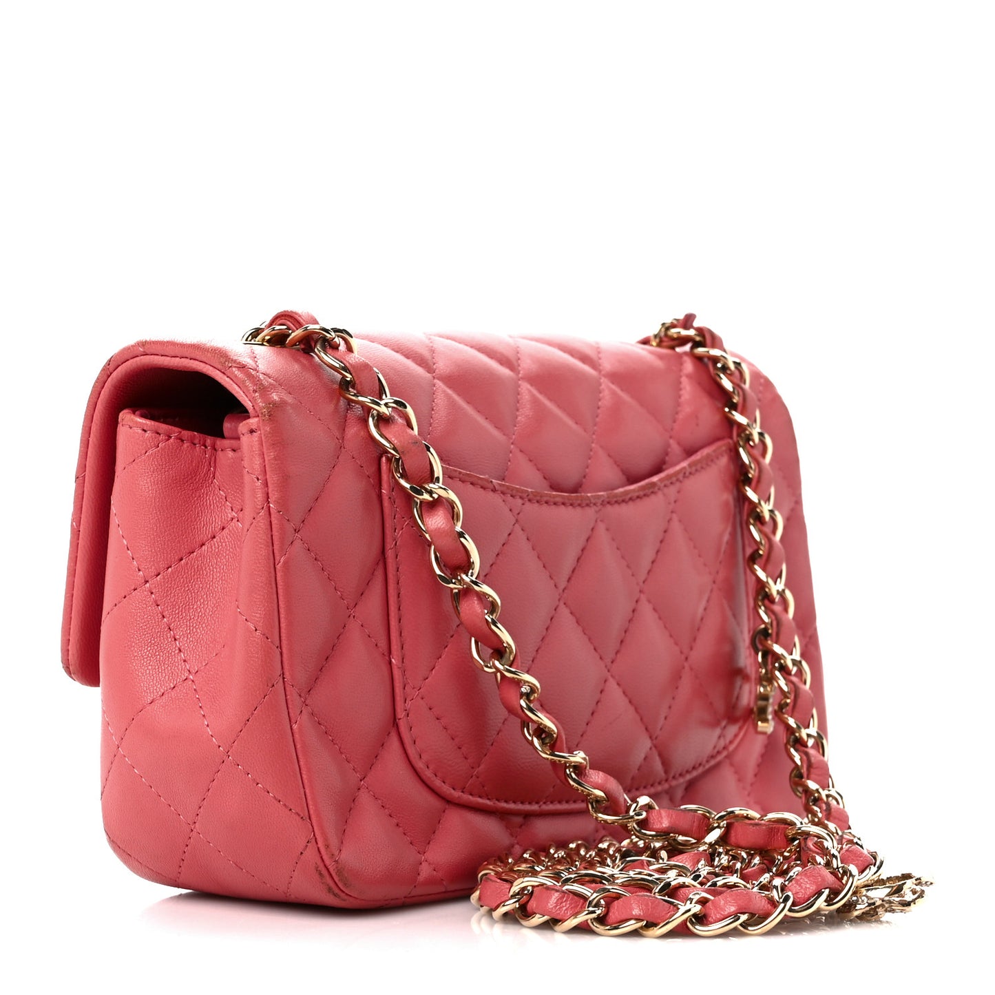Lambskin Quilted Valentine Charms Mini Rectangular Flap Pink