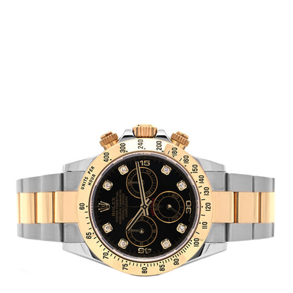 Rolex Stainless Steel 18K Yellow Gold Diamond 40mm Oyster Perpetual Cosmograph Daytona Watch Black 116523 2 of 4