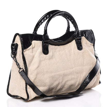 Balenciaga Patent Linen Classic Hardware City Natural Black 4 of 11
