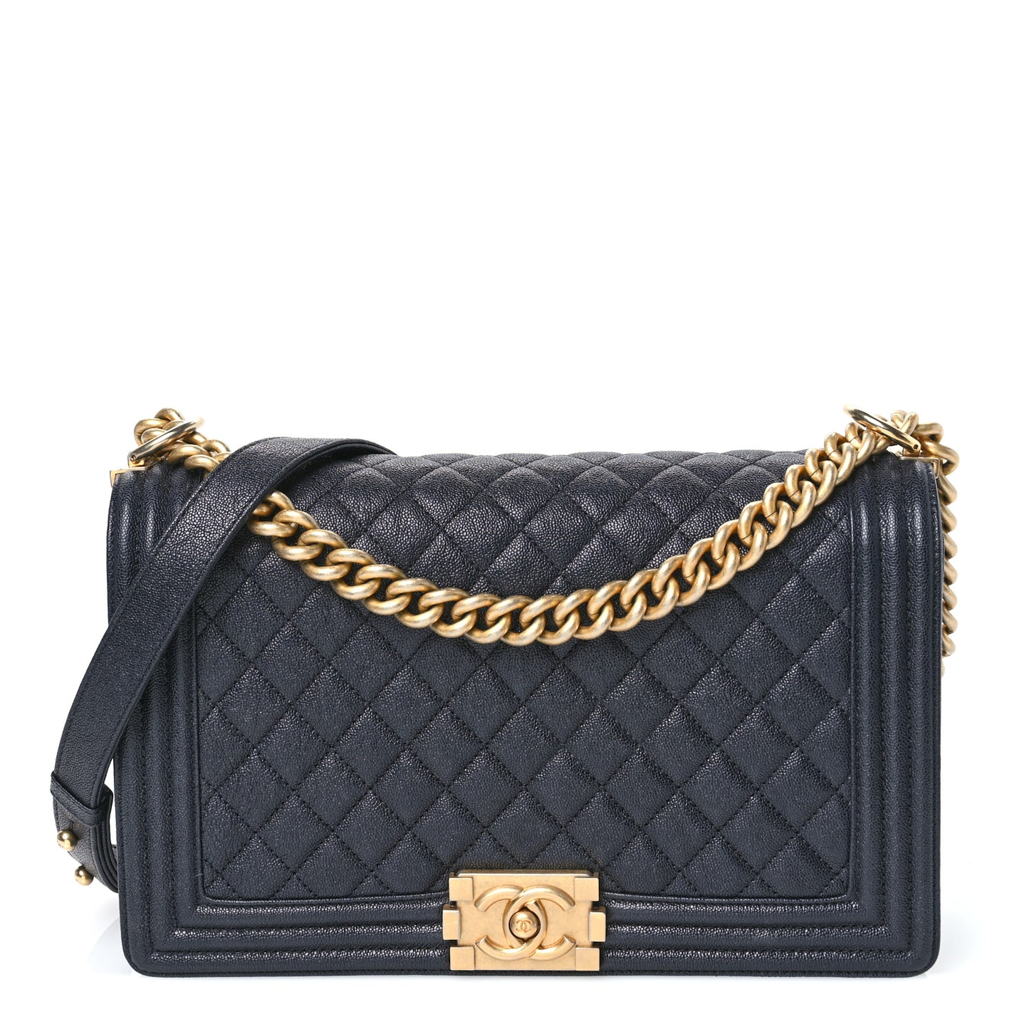 Caviar Quilted New Medium Boy Flap Navy