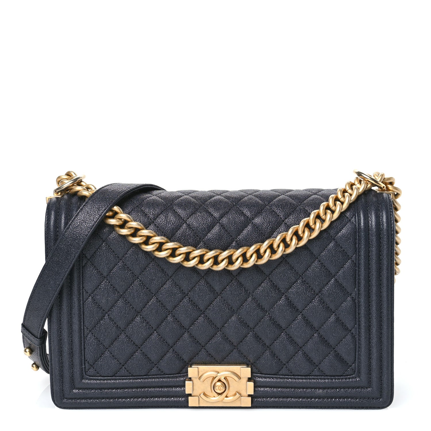 Chanel Caviar Quilted New Medium Boy Flap Navy 1 of 10