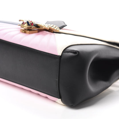 Gucci Calfskin Bamboo Trapuntata Queen Margaret Top Handle Bag Blue Agata Hibiscus Red Mystic White Sugar Pink 7 of 11