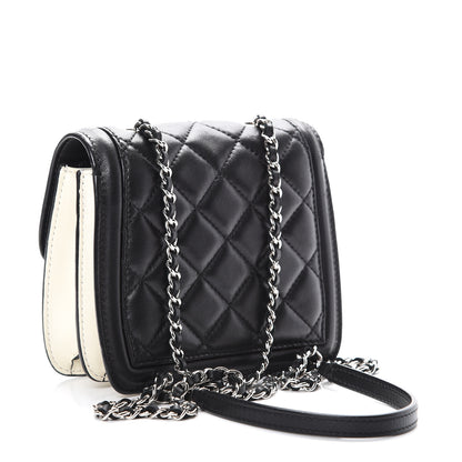 Chanel Lambskin Quilted Mini Graphic Flap Bag Black White 2 of 9