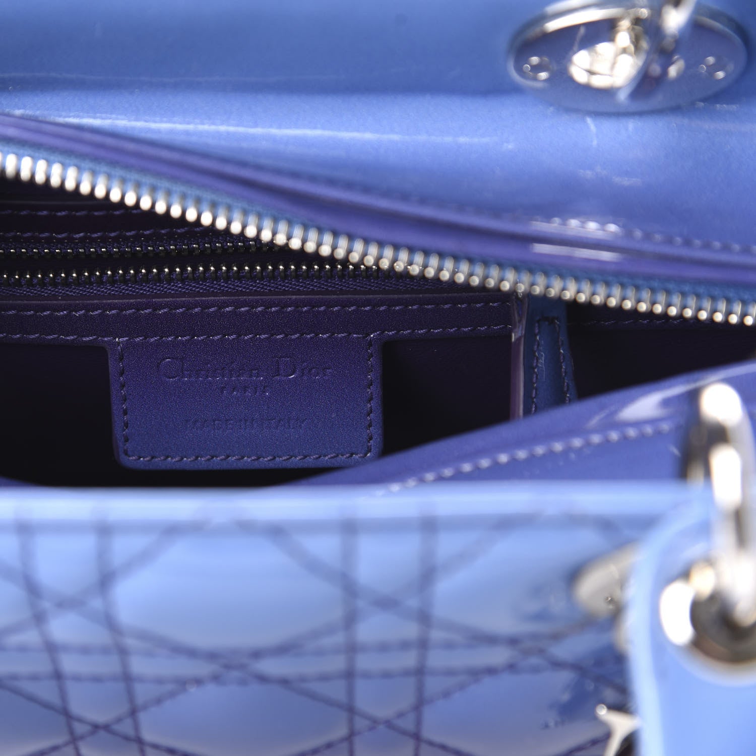 Christian Dior Patent Cannage Gradient Medium Lady Dior Purple Blue 8 of 9