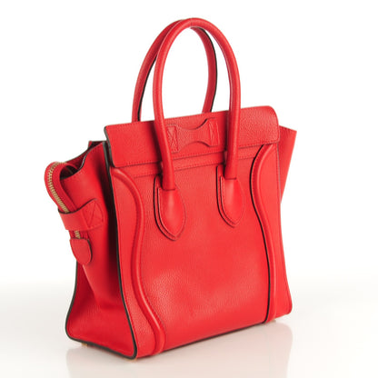Celine Drummed Calfskin Micro Luggage Coquelicot 3 of 7