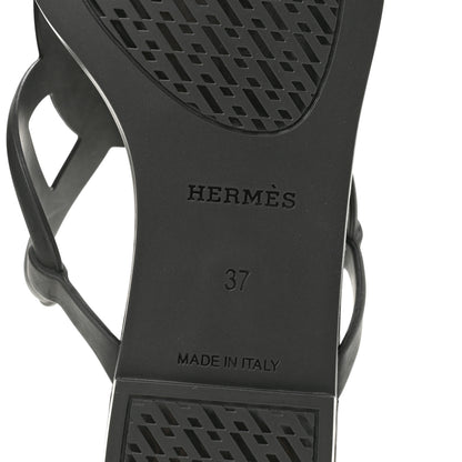 Hermes Rubber Womens Egerie Sandals 37 Black 8 of 10