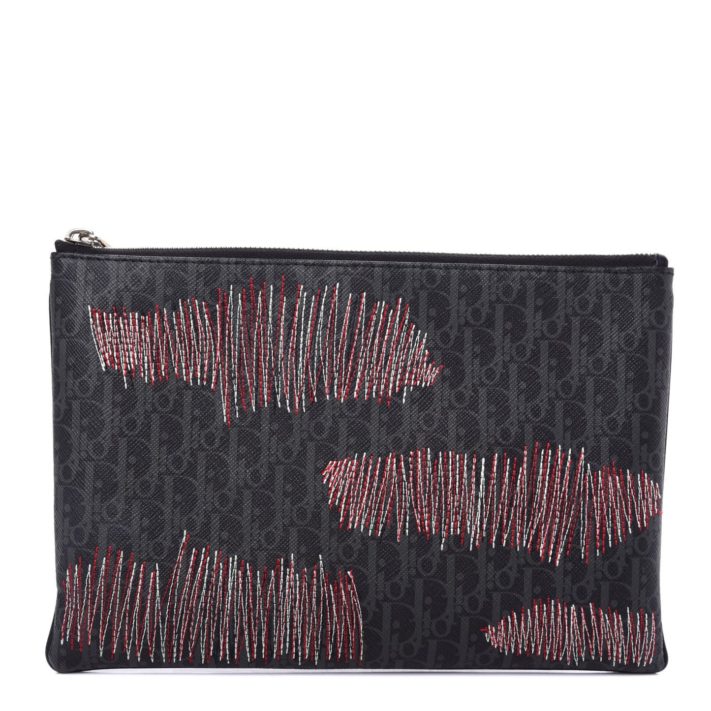 HOMME Monogram Coated Canvas Stitched Pouch Grey Multicolor