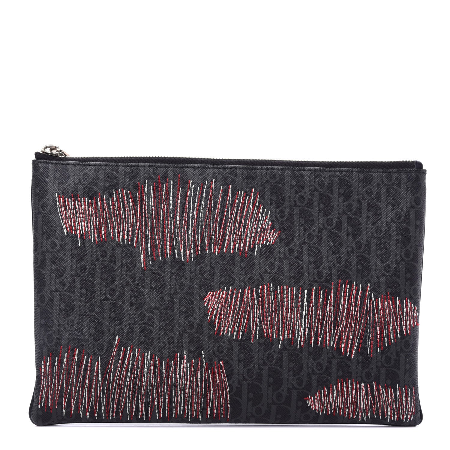 Christian Dior HOMME Monogram Coated Canvas Stitched Pouch Grey Multicolor 1 of 7