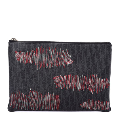 Christian Dior HOMME Monogram Coated Canvas Stitched Pouch Grey Multicolor 1 of 7