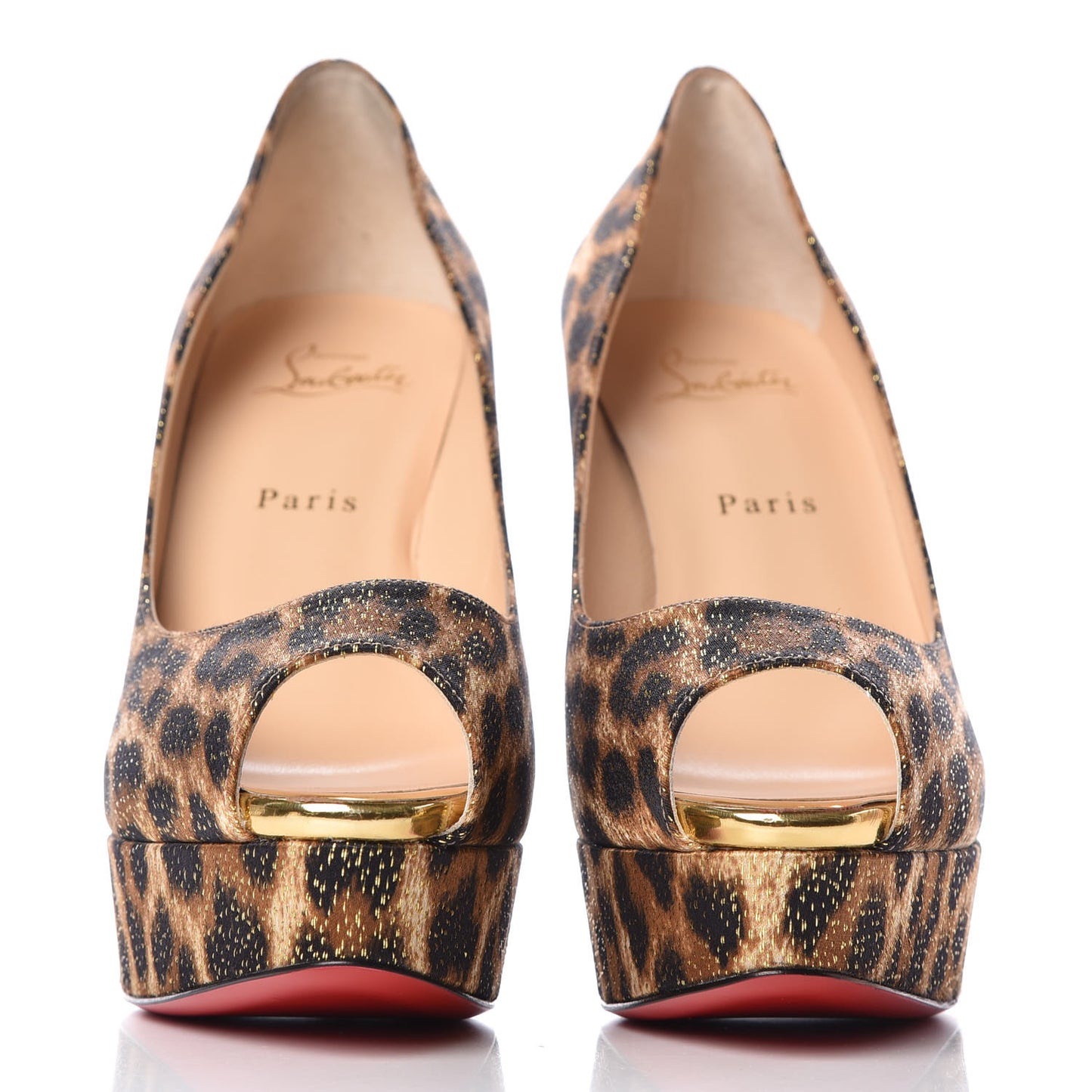Lurex Specchio Leopard Fetish Peep 130 Pumps 39 Black Gold