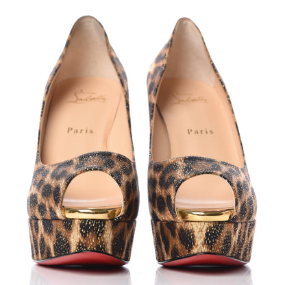 Christian Louboutin Lurex Specchio Leopard Fetish Peep 130 Pumps 39 Black Gold 2 of 8