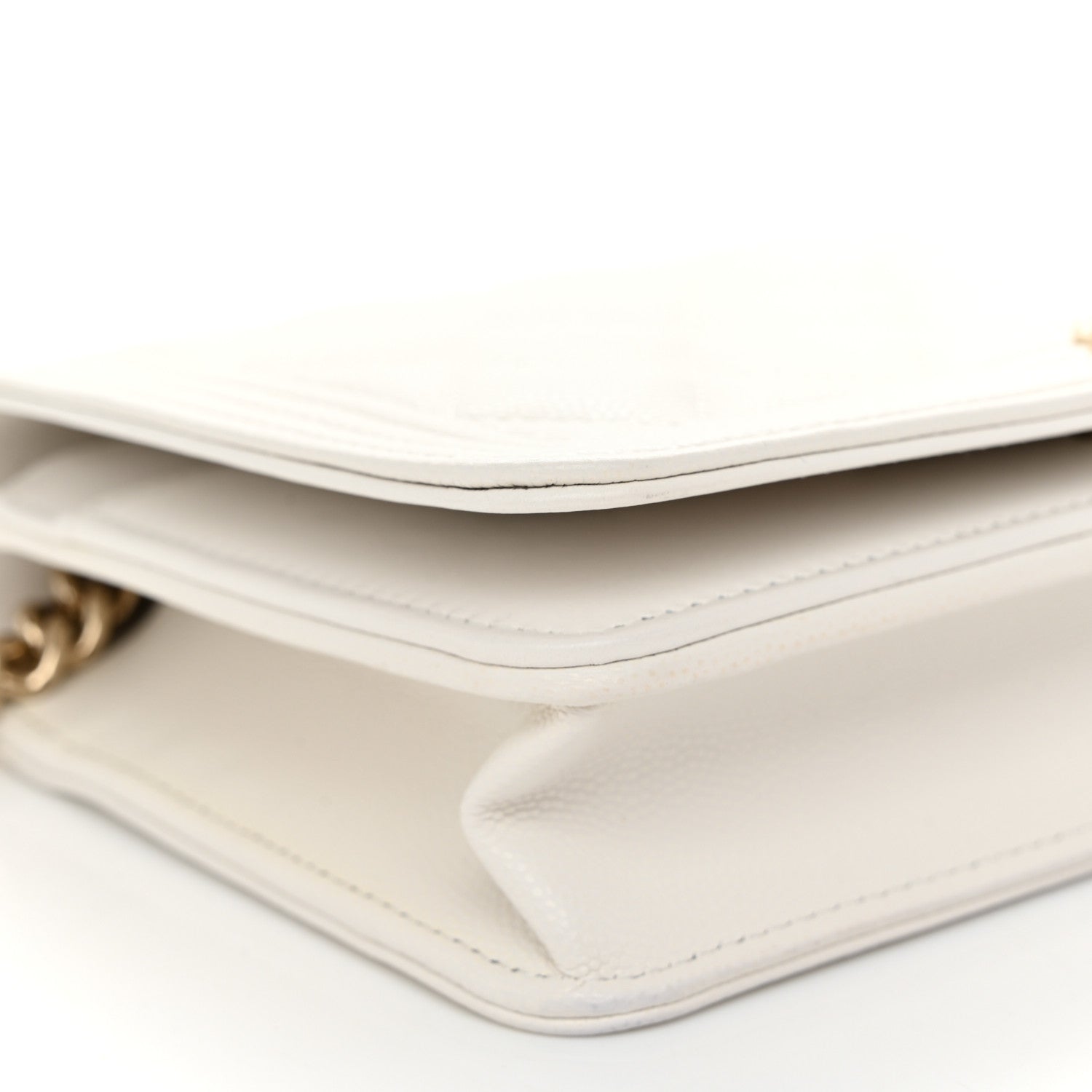 Chanel Caviar Quilted Boy Wallet On Chain WOC White 10 of 12