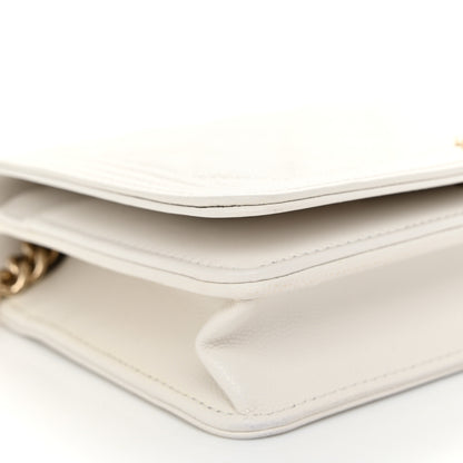 Chanel Caviar Quilted Boy Wallet On Chain WOC White 10 of 12