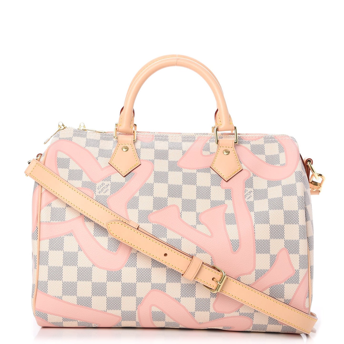Damier Azur Tahitienne Speedy Bandouliere 30 Rose Ballerine
