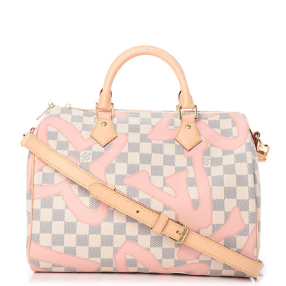 Louis Vuitton Damier Azur Tahitienne Speedy Bandouliere 30 Rose Ballerine 1 of 9