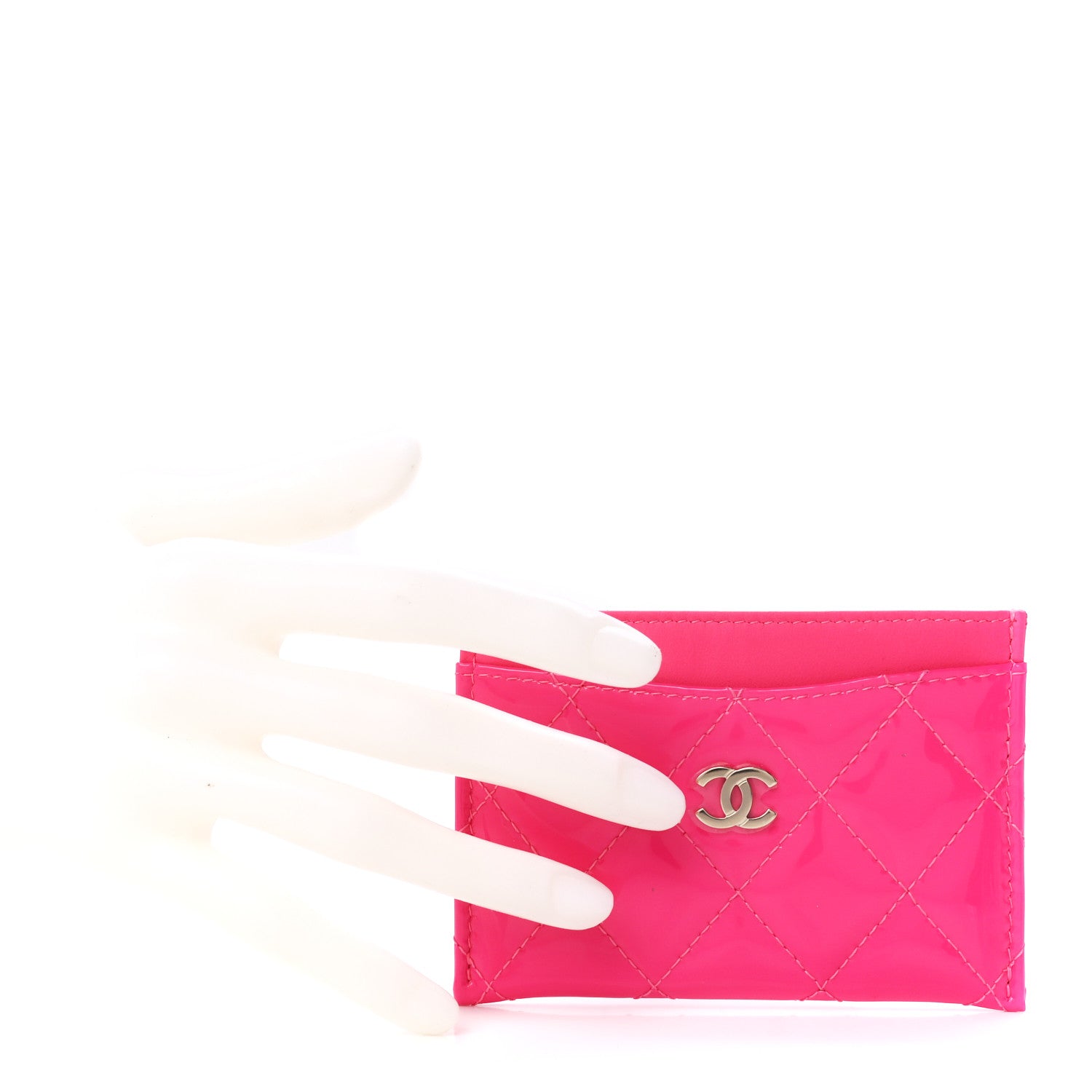 Chanel Patent Quilted Card Holder Pink 2 of 13