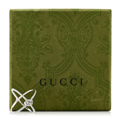 Gucci 18K White Gold Diamond Running G Cross Ring 51 5.75 5 of 5
