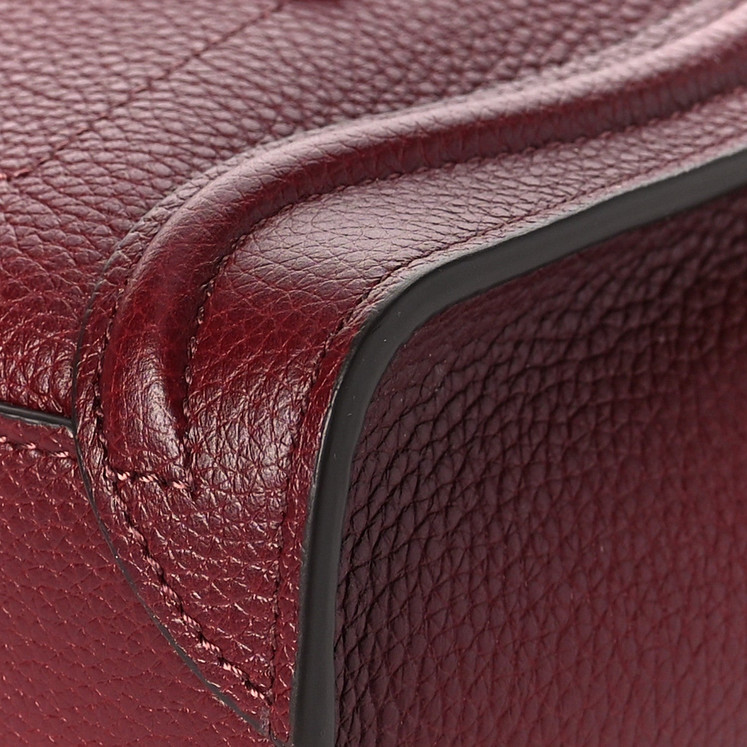 Celine Drummed Calfskin Nano Luggage Light Burgundy 7 of 7
