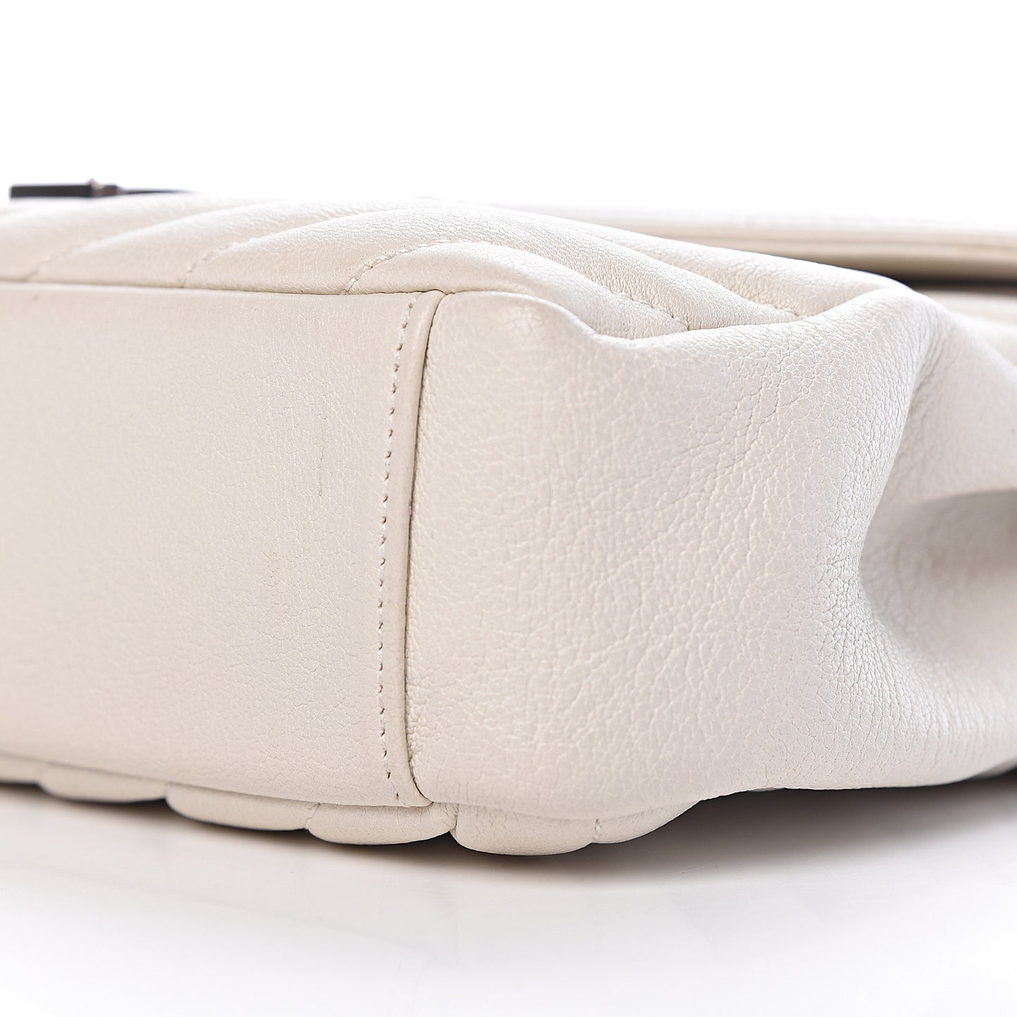 Sheepskin Matelasse Chevron Monogram Medium College Bag Dove White