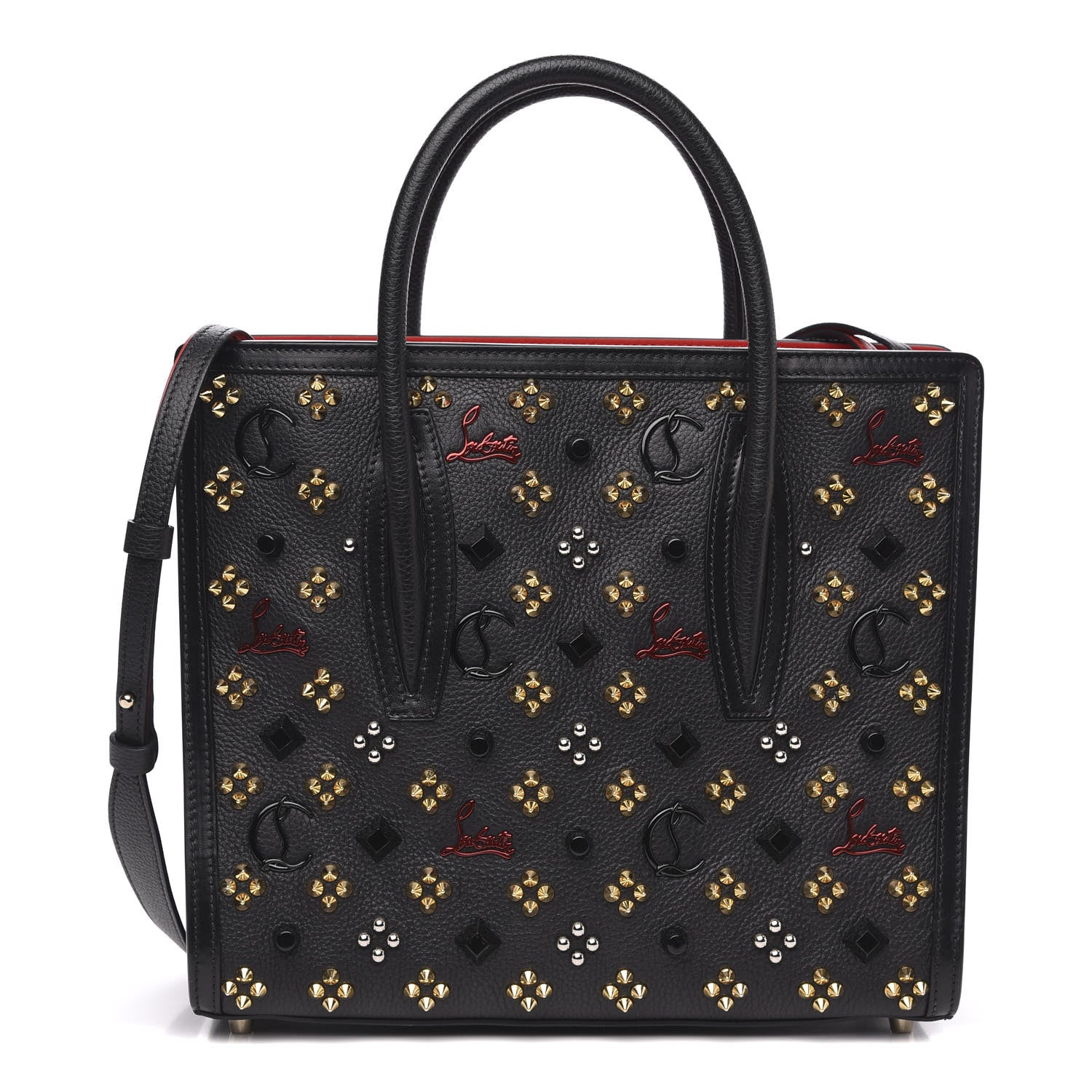 Christian Louboutin Calfskin Spikes Loubinthesky Medium Paloma Black Multimetal 1 of 12