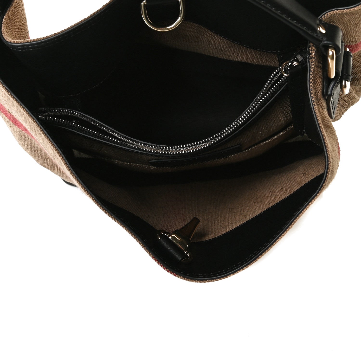 Burberry Canvas Mega Check Medium Ashby Hobo Black 6 of 16