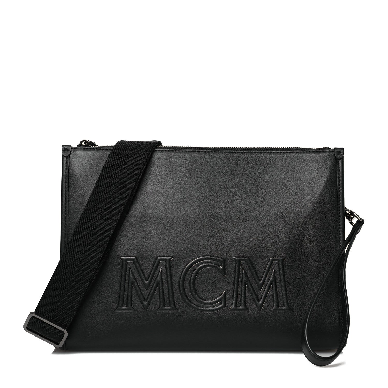 MCM Calfskin Aren Clutch Crossbody Black 1 of 11