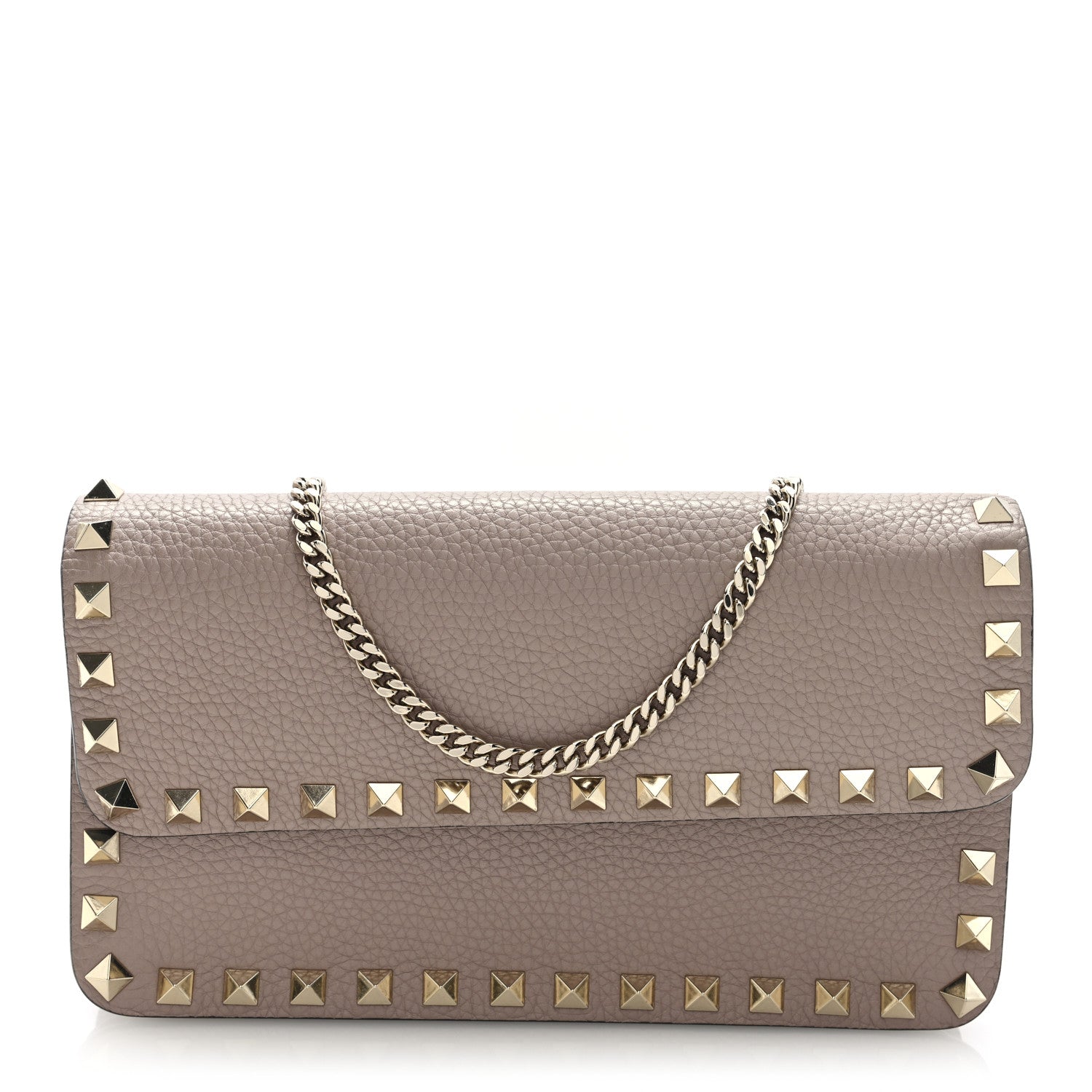 Valentino Garavani Grainy Calfskin Rockstud Chain Pouch Poudre 1 of 9