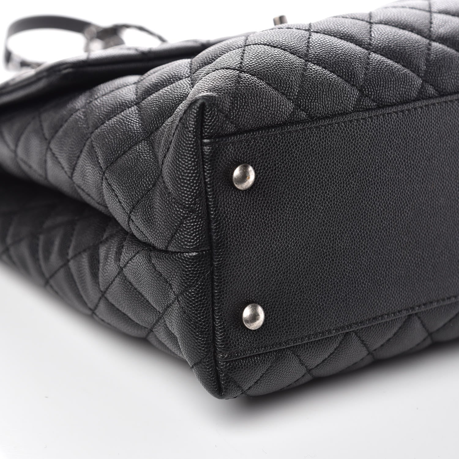 Chanel Caviar Lizard Quilted Large Coco Handle Flap Black 9 of 11