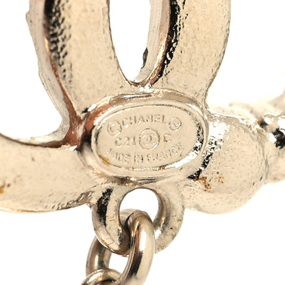 Chanel Crystal Pearl CC Drop Earrings Gold Pearly White 4 of 4
