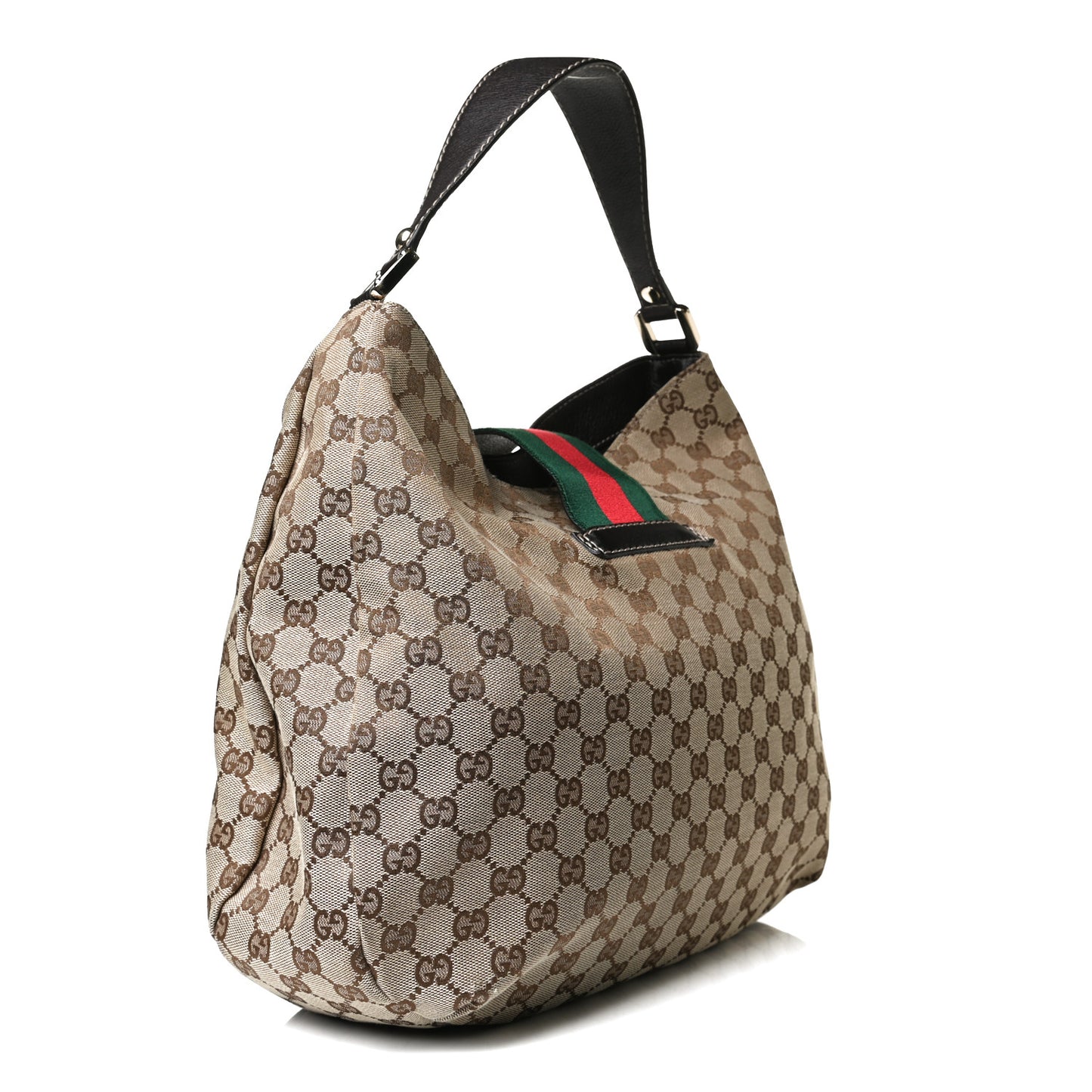 Monogram Large New Ladies Web Hobo Dark Brown