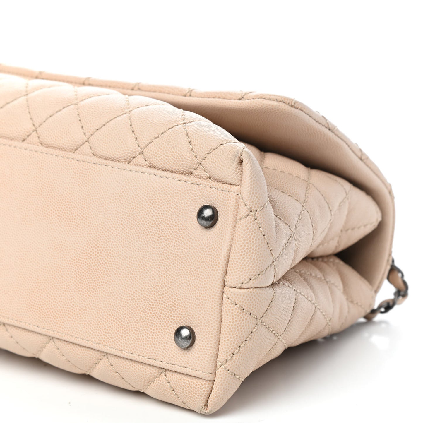 Caviar Quilted Small Coco Handle Flap Light Beige