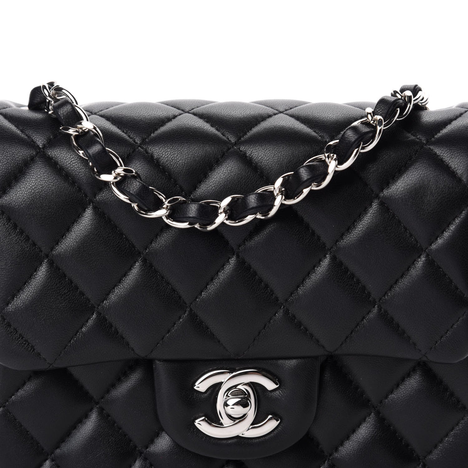Chanel Lambskin Quilted Mini Square Flap Black 10 of 11