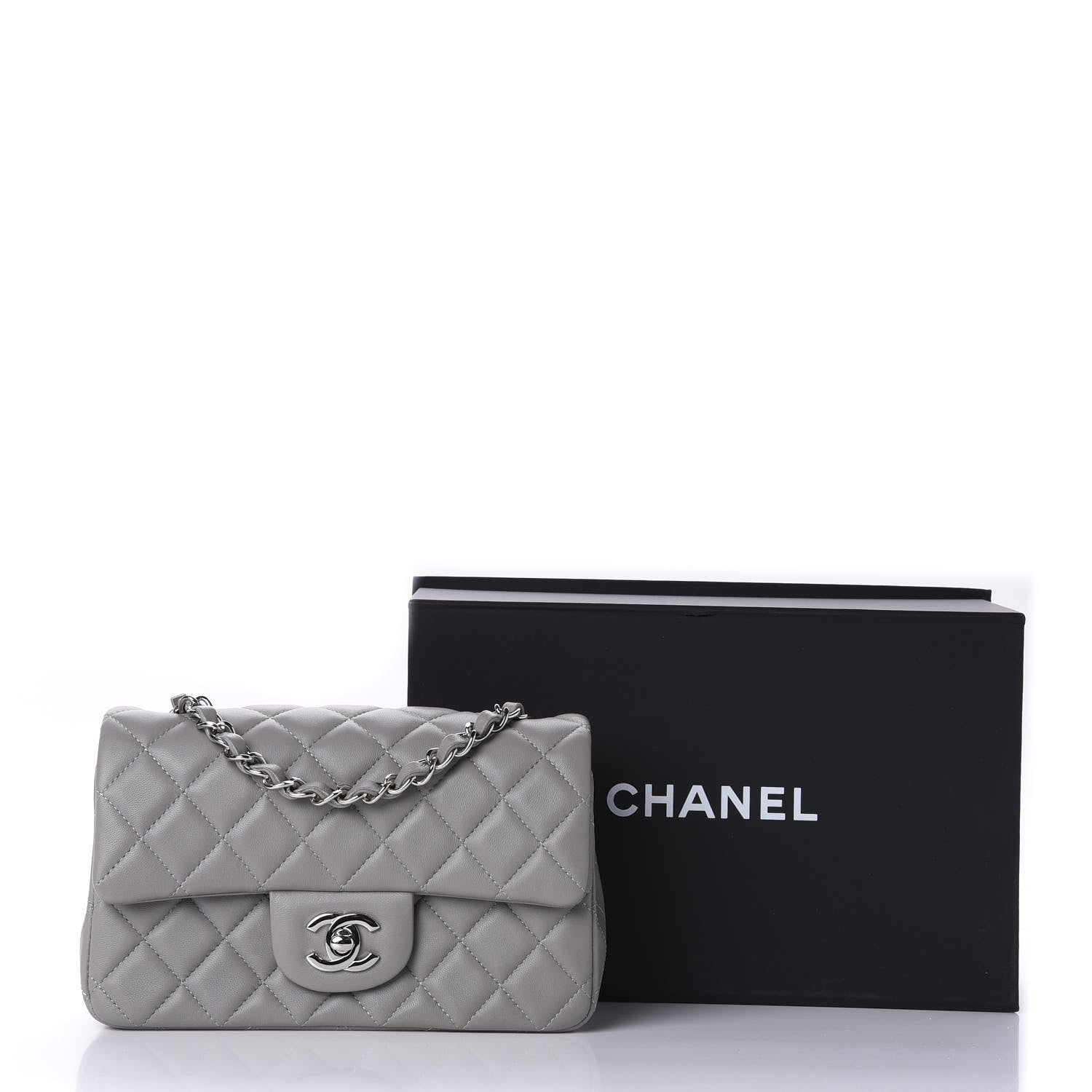 Chanel Lambskin Quilted Mini Rectangular Flap Grey 11 of 11
