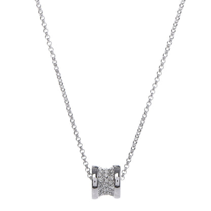 Bulgari 18K White Gold Diamond Small B.Zero1 Pave Pendant Necklace 4 of 5